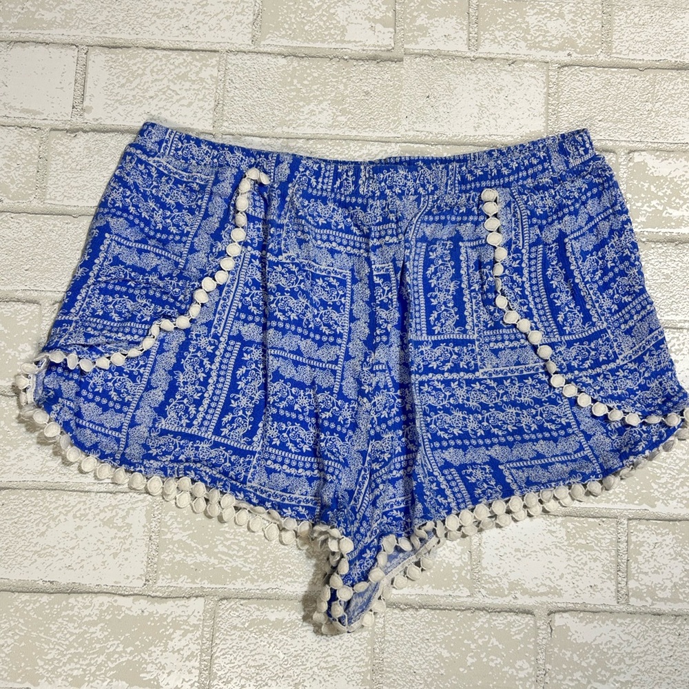 Altar'd State Blue and White High Waist Shorts